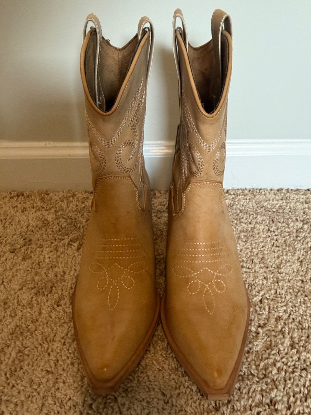 NWOT - Tan Pointed Toe Western Ankle Boots